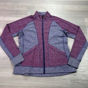 Marmot Jacket Womens Large Purple Full Zip Geometric Knit Stretch Hiking SCC-418